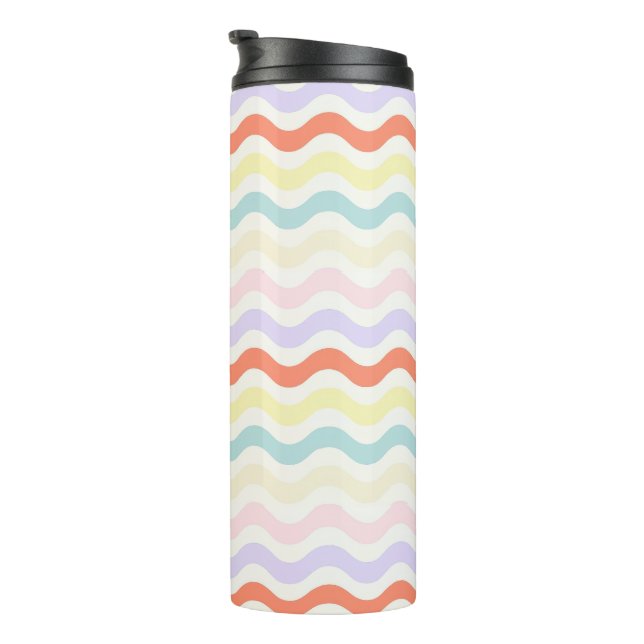 Modern Minimalist Scalloped Pastel Waves Linear Thermal Tumbler (Rotated Right)