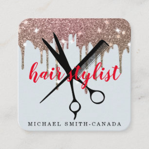 Modern Minimalist Scissors Branding Hair Stylist Square Business Card