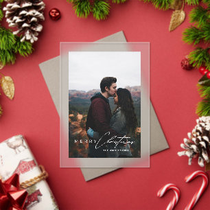 Modern Minimalist Script 1 Photo Christmas Card Acrylic Invitations
