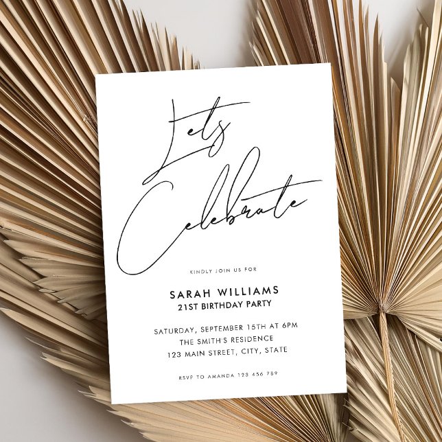 Modern Minimalist Script 21st Birthday Invitation (Creator Uploaded)
