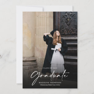 Modern Minimalist Script 2 Photo Graduation Announcement