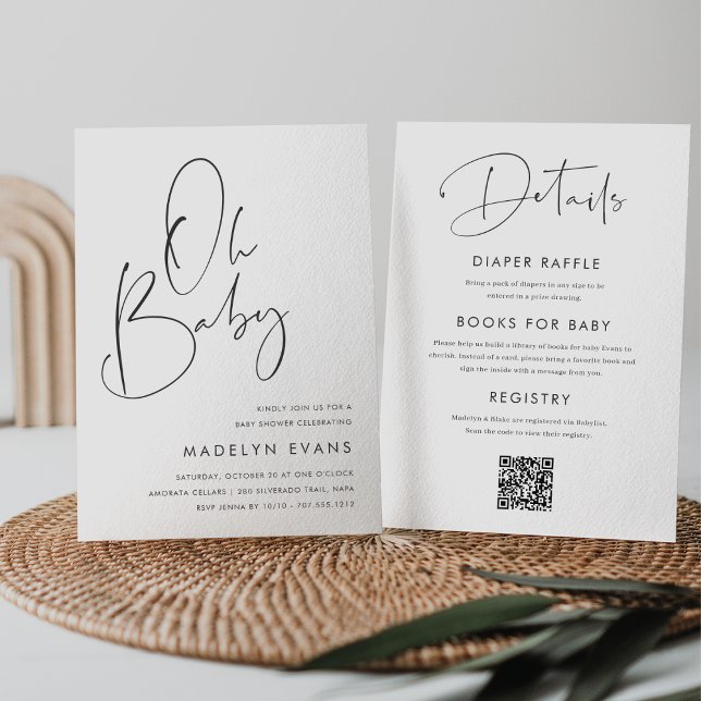 Modern Minimalist Script All in One Baby Shower Invitation (Creator Uploaded)