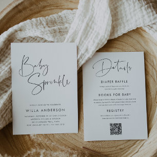Modern Minimalist Script All in One Baby Sprinkle Invitation