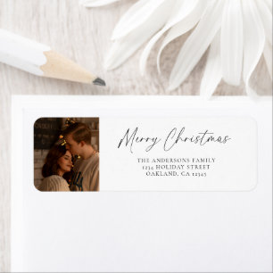 Modern Minimalist Script and Photo Merry Christmas