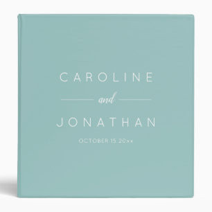 Modern Minimalist Script Aqua Custom Wedding Binder