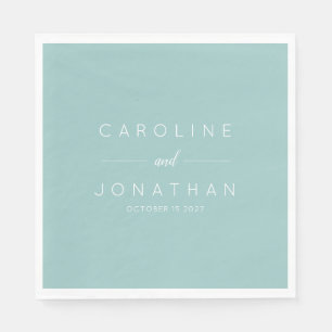 Modern Minimalist Script Aqua Custom Wedding Napkin