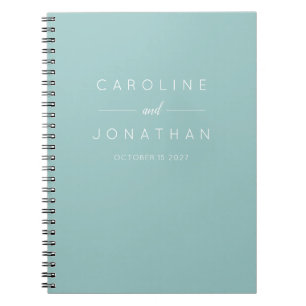 Modern Minimalist Script Aqua Custom Wedding Notebook