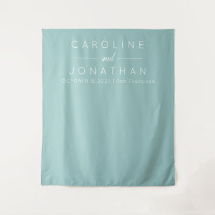 Modern Minimalist Script Aqua Custom Wedding Tapestry