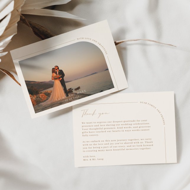 Modern Minimalist Script Arch Photo Thank You Card (Modern Minimalist Script Arch Photo Thank You Card)