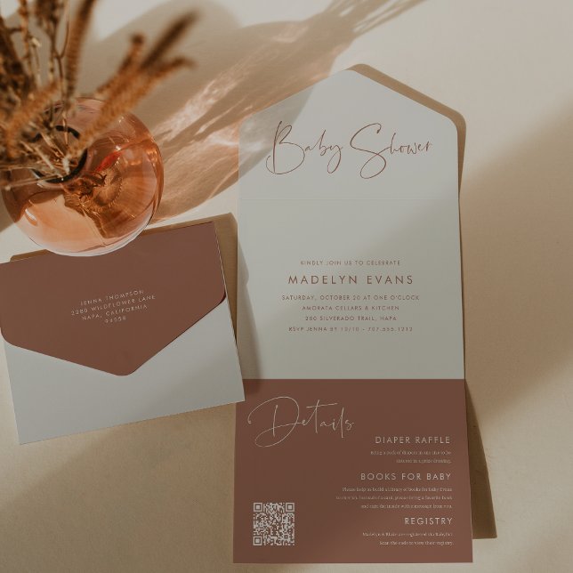 Modern Minimalist Script Baby Shower All In One Invitation (Creator Uploaded)