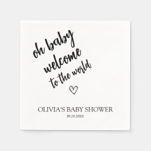 Modern Minimalist Script Baby Shower Napkins