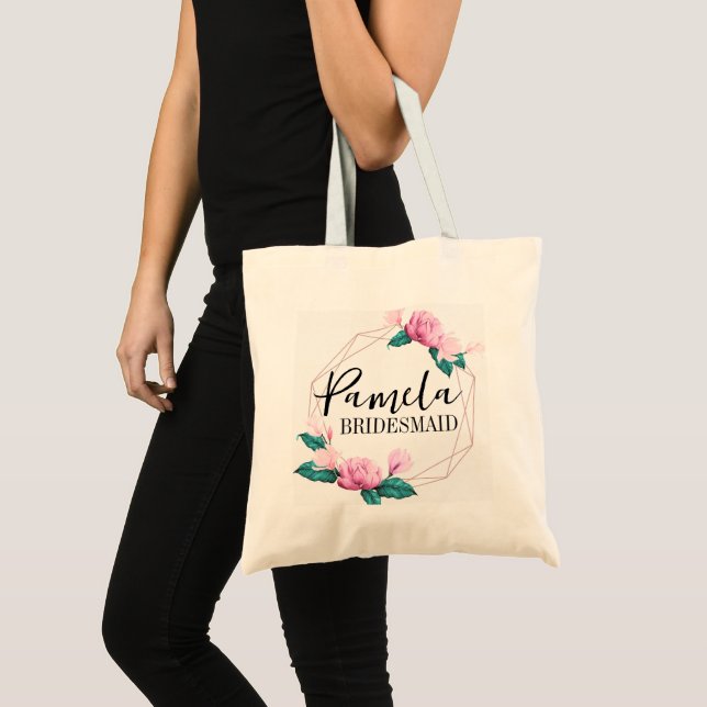 Modern Minimalist Script Bachelorette Bridesmaid  Tote Bag (Front (Product))