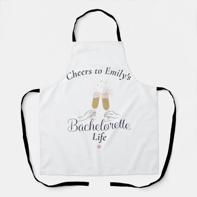 Modern Minimalist Script Bachelorette Custom Name Apron (Front)