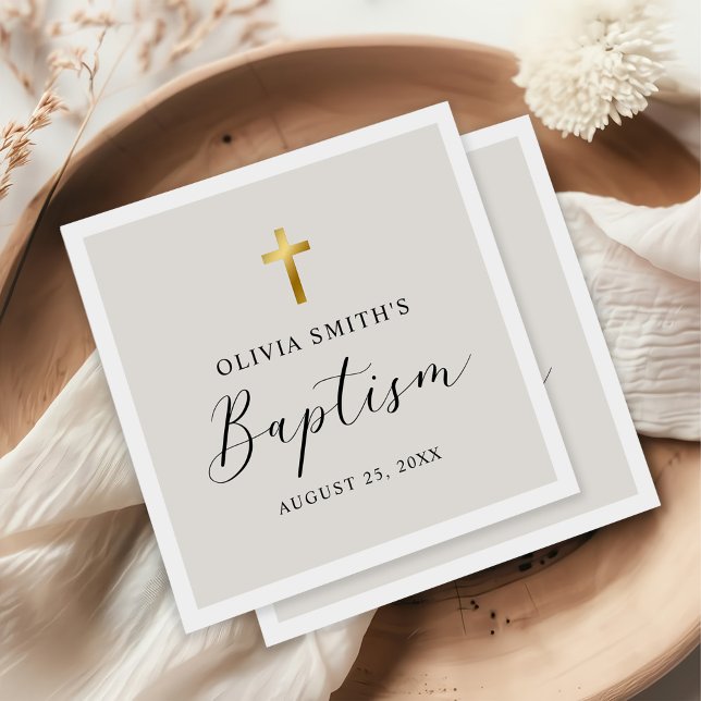 Modern Minimalist Script Baptism Napkin (Creator Uploaded)