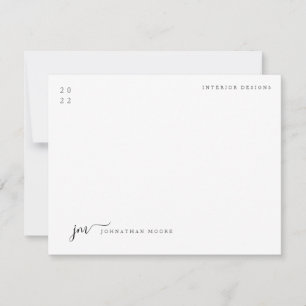 Modern Minimalist Script Black and White Monogram Card
