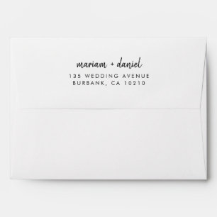 Modern Minimalist Script Black and White Wedding Envelope