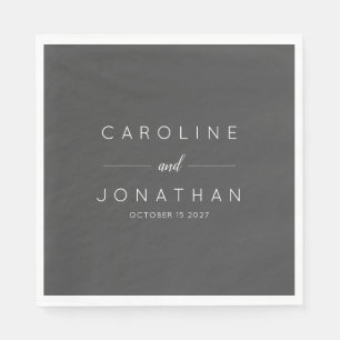 Modern Minimalist Script Black Custom Wedding  Napkin