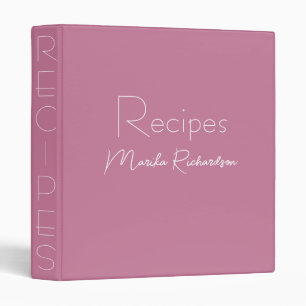 Modern Minimalist Script Blush Pink Recipes Binder