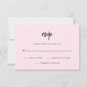 Modern Minimalist Script   Blush Wedding RSVP Card