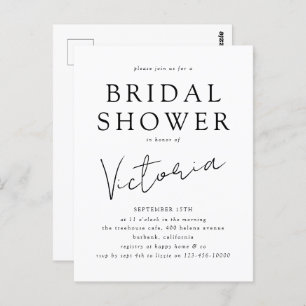 Modern Minimalist Script Bridal Shower Invitation Postcard