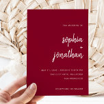 Modern Minimalist Script Burgundy | Wedding Invitation<br><div class="desc">These elegant,  minimalist wedding invitations feature white,  modern script typography and clean,  sans serif text for a simple and stylish burgundy coloured design you will love.</div>