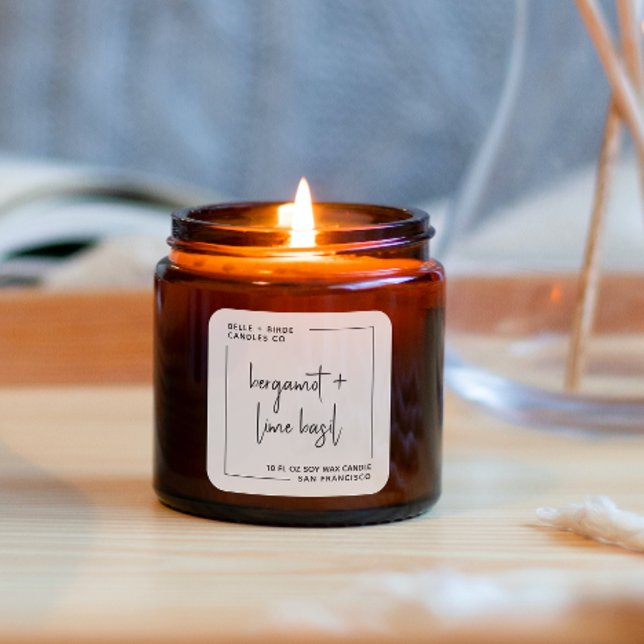 Modern Minimalist Script Candle Packaging Square Sticker (Creator Uploaded)