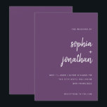 Modern Minimalist Script Cassis | Wedding Invitation<br><div class="desc">These elegant,  minimalist wedding invitations feature white,  modern script typography and clean,  sans serif text for a simple and stylish cassis purple design you will love.</div>