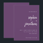 Modern Minimalist Script Cassis | Wedding Invitation<br><div class="desc">These elegant,  minimalist wedding invitations feature white,  modern script typography and clean,  sans serif text for a simple and stylish cassis purple design you will love.</div>