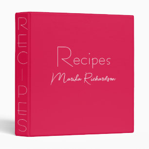 Modern Minimalist Script Cherry Red Recipes Binder