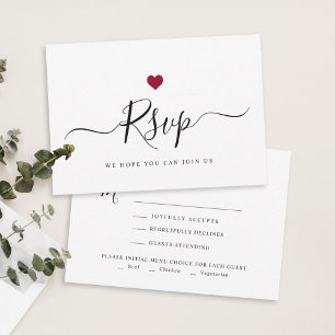 Modern Minimalist Script Chic Red Wedding RSVP