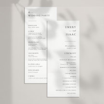 Modern Minimalist Script Chic Wedding Program