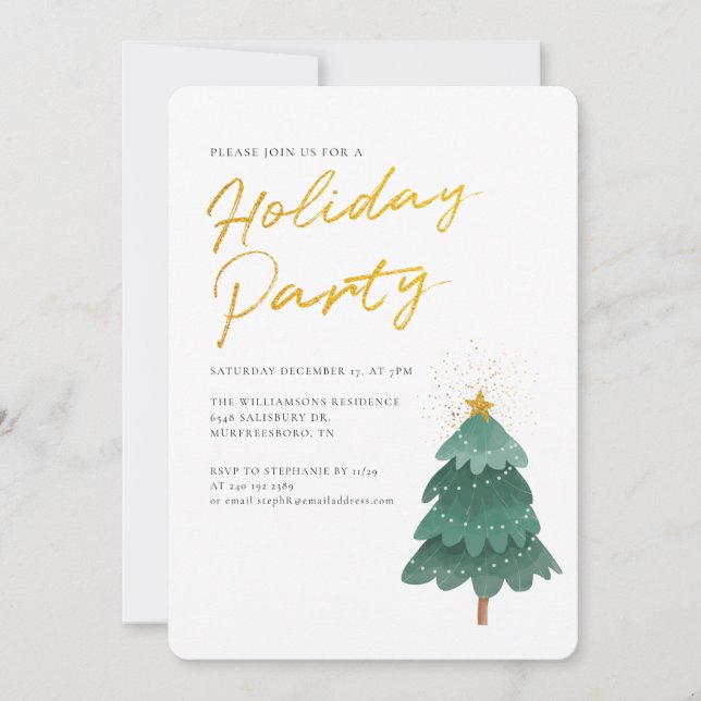 Modern Minimalist Script Christmas Holiday Party Invitation (Front)