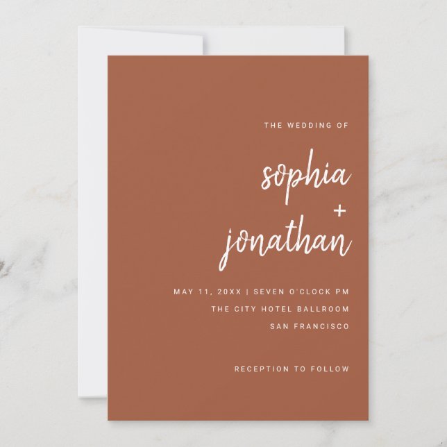 Modern Minimalist Script | Colourful Purple Weddin Invitation (Front)