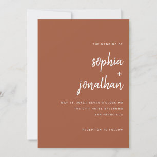 Modern Minimalist Script   Colourful Purple Weddin Invitation