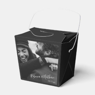 Modern Minimalist Script Custom Photo Wedding Favor Box