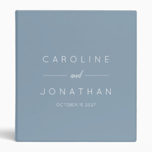 Modern Minimalist Script Custom Wedding Dusty Blue Binder