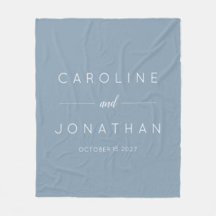 Modern Minimalist Script Custom Wedding Dusty Blue Fleece Blanket