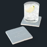Modern Minimalist Script Custom Wedding Dusty Blue Stone Coaster<br><div class="desc">Modern Minimalist Script Custom Wedding Stone Coaster in Dusty Blue</div>