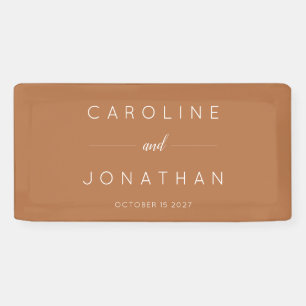 Modern Minimalist Script Custom Wedding Terracotta Banner