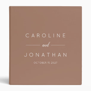 Modern Minimalist Script Custom Wedding Warm Mocha Binder