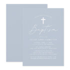 Modern Minimalist Script Dusty Blue Baptism