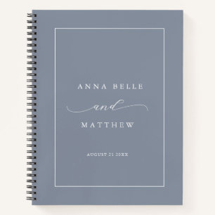 Modern Minimalist Script Dusty Blue Wedding Guest Notebook