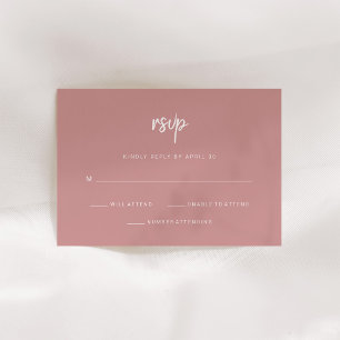 Modern Minimalist Script Dusty Rose Wedding RSVP Card