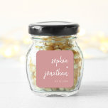 Modern Minimalist Script Dusty Rose | Wedding Square Sticker<br><div class="desc">These elegant,  minimalist wedding stickers feature white modern script typography and clean,  sans serif text on a dusty rose background for a simple and stylish design you will love.</div>