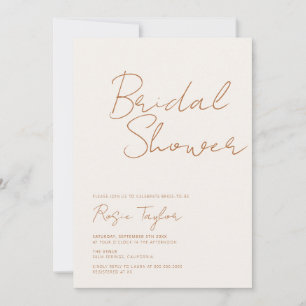 Modern Minimalist Script Earthy Bridal Shower Invitation