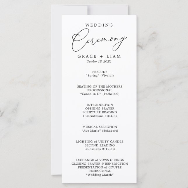 Modern Minimalist Script Elegant Wedding ceremony (Front)