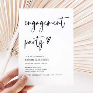 Modern Minimalist Script Engagement Party  Invitation