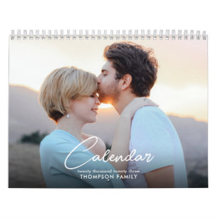 Modern Minimalist Script Family Photo Calendar