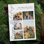 Modern Minimalist Script Family Photo Collage Holiday Card<br><div class="desc">Create your own family photo collage holiday card. Celebrate the holiday season with personalized Christmas cards featuring your favourite family photos.</div>