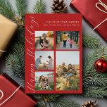 Modern Minimalist Script Family Photo Collage Holiday Card<br><div class="desc">Create your own family photo collage holiday card. Celebrate the holiday season with personalized Christmas cards featuring your favourite family photos.</div>